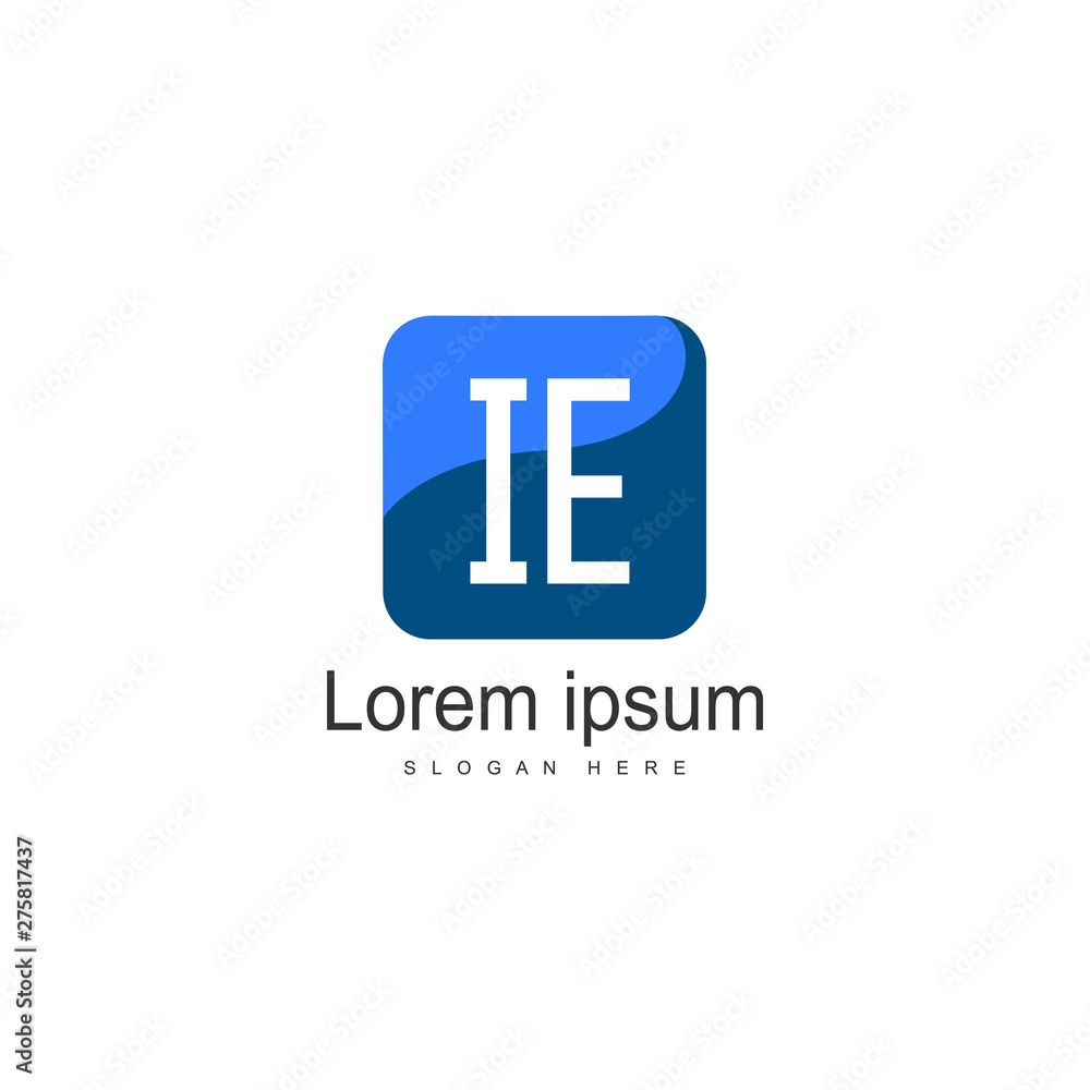 Initial IE logo template with modern frame. Minimalist IE letter logo vector illustration