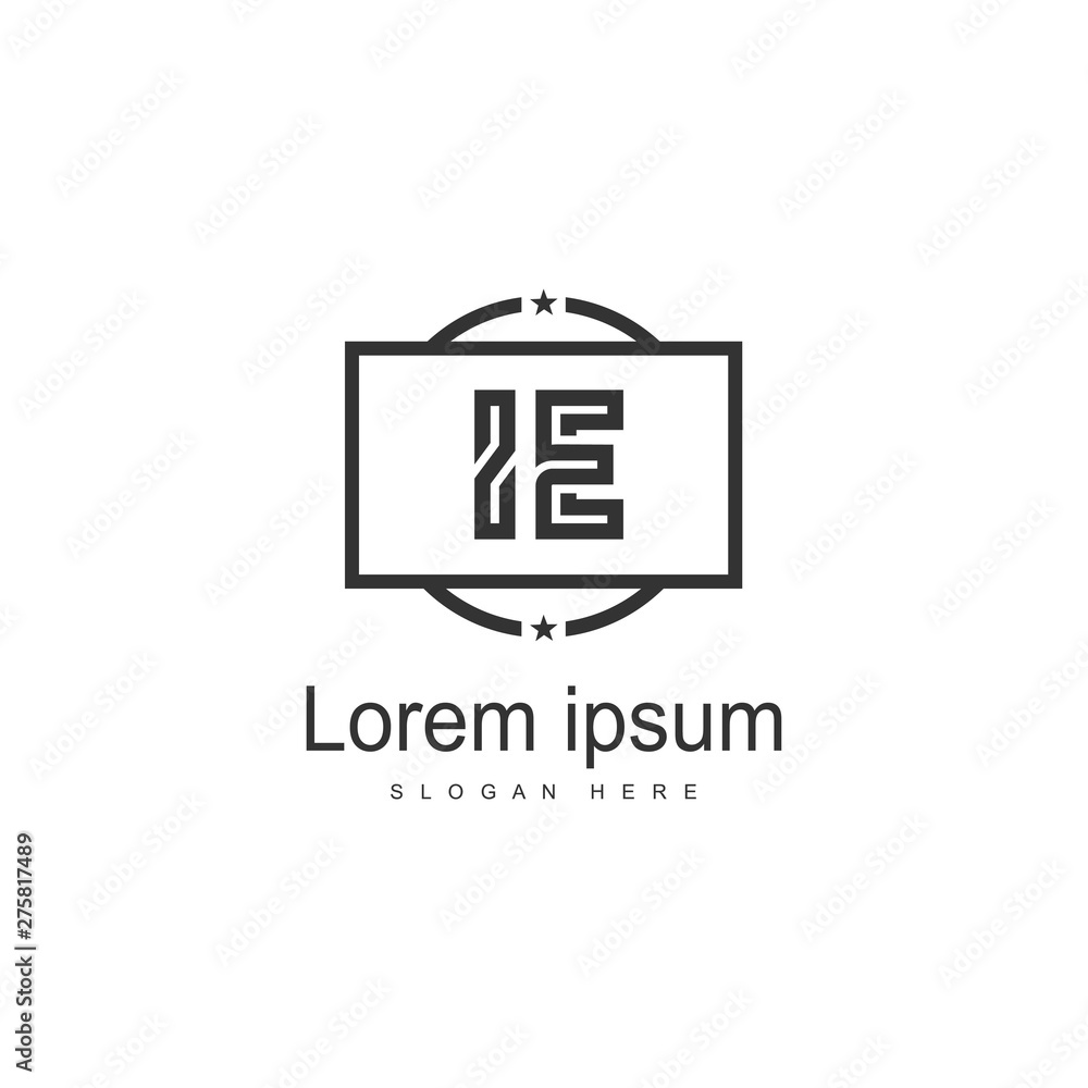 Initial IE logo template with modern frame. Minimalist IE letter logo vector illustration