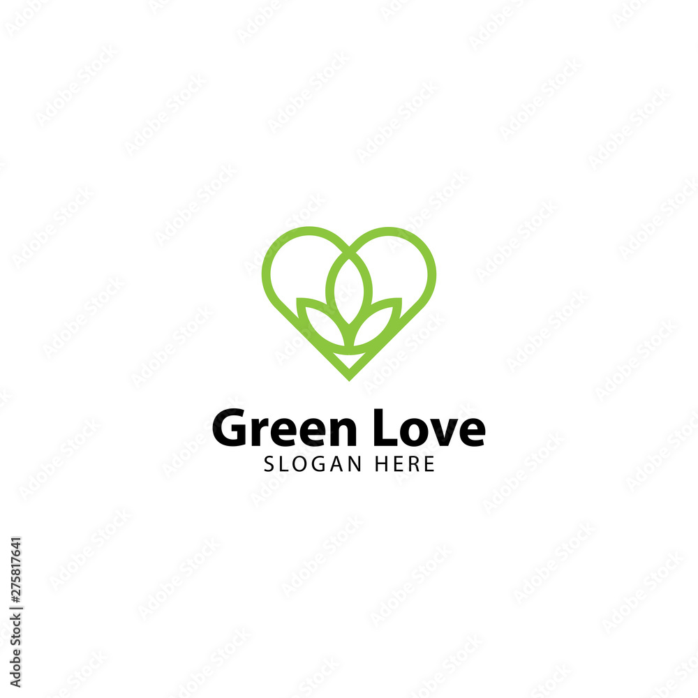 Green Love Logo Outline Monoline Green Love Logo Outline Monoline