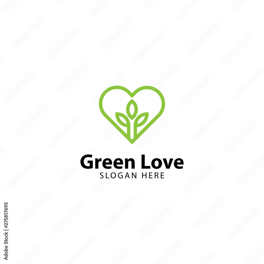 Green Love Logo Outline Monoline Green Love Logo Outline Monoline