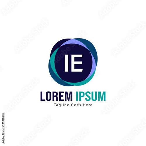 Initial IE logo template with modern frame. Minimalist IE letter logo vector illustration