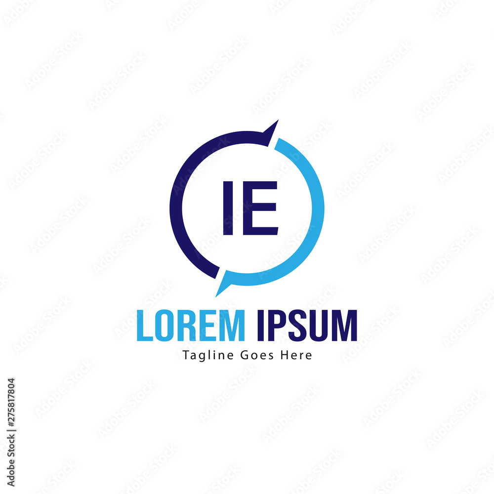 Fototapeta premium Initial IE logo template with modern frame. Minimalist IE letter logo vector illustration