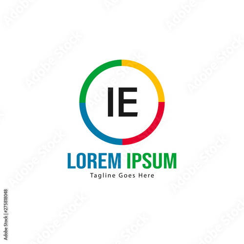 Initial IE logo template with modern frame. Minimalist IE letter logo vector illustration