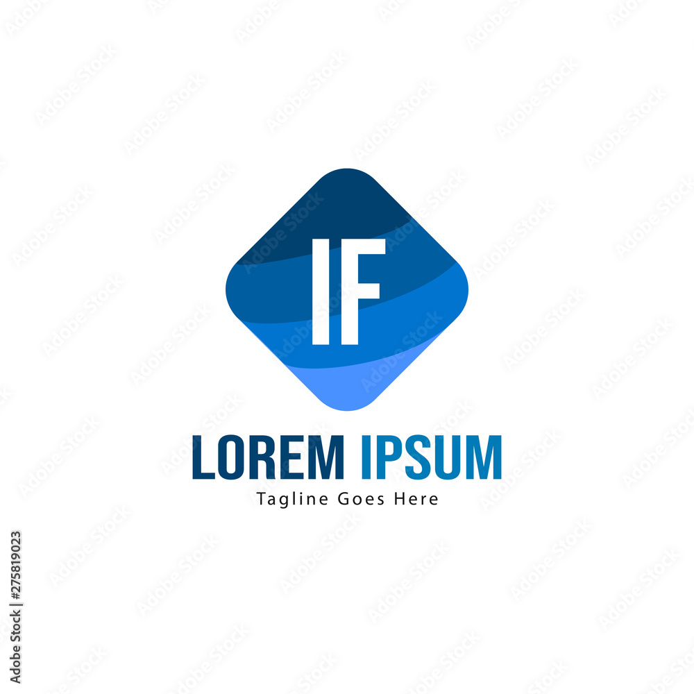 Initial IF logo template with modern frame. Minimalist IF letter logo vector illustration