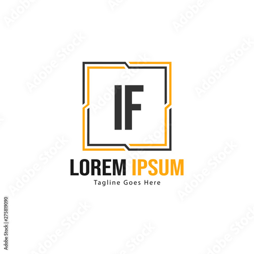 Initial IF logo template with modern frame. Minimalist IF letter logo vector illustration