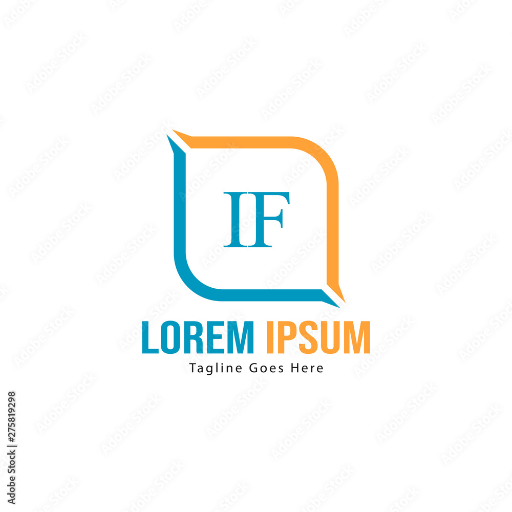 Fototapeta premium Initial IF logo template with modern frame. Minimalist IF letter logo vector illustration