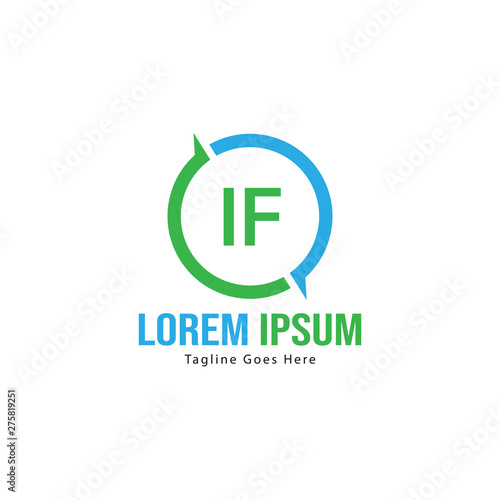 Initial IF logo template with modern frame. Minimalist IF letter logo vector illustration