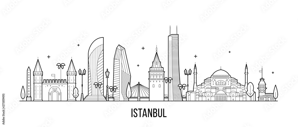 Fototapeta premium Istanbul skyline Turkey illustration city a vector