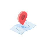 Pin location, map marker GPS, pointer. Vector 3d isometric color icon new flat style. Creative illustration, idea for infographics.