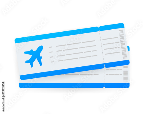 Airline tickets or boarding pass inside of special service envelope. Vector stock illustration.
