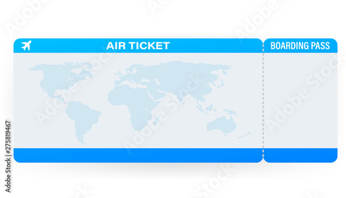 Airline tickets or boarding pass inside of special service envelope. Vector stock illustration.