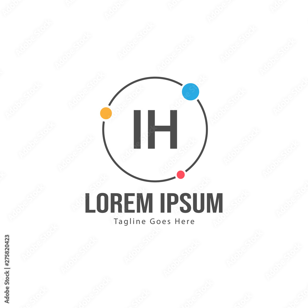 Fototapeta premium Initial IH logo template with modern frame. Minimalist IH letter logo vector illustration