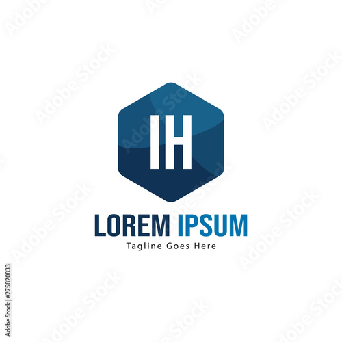 Initial IH logo template with modern frame. Minimalist IH letter logo vector illustration