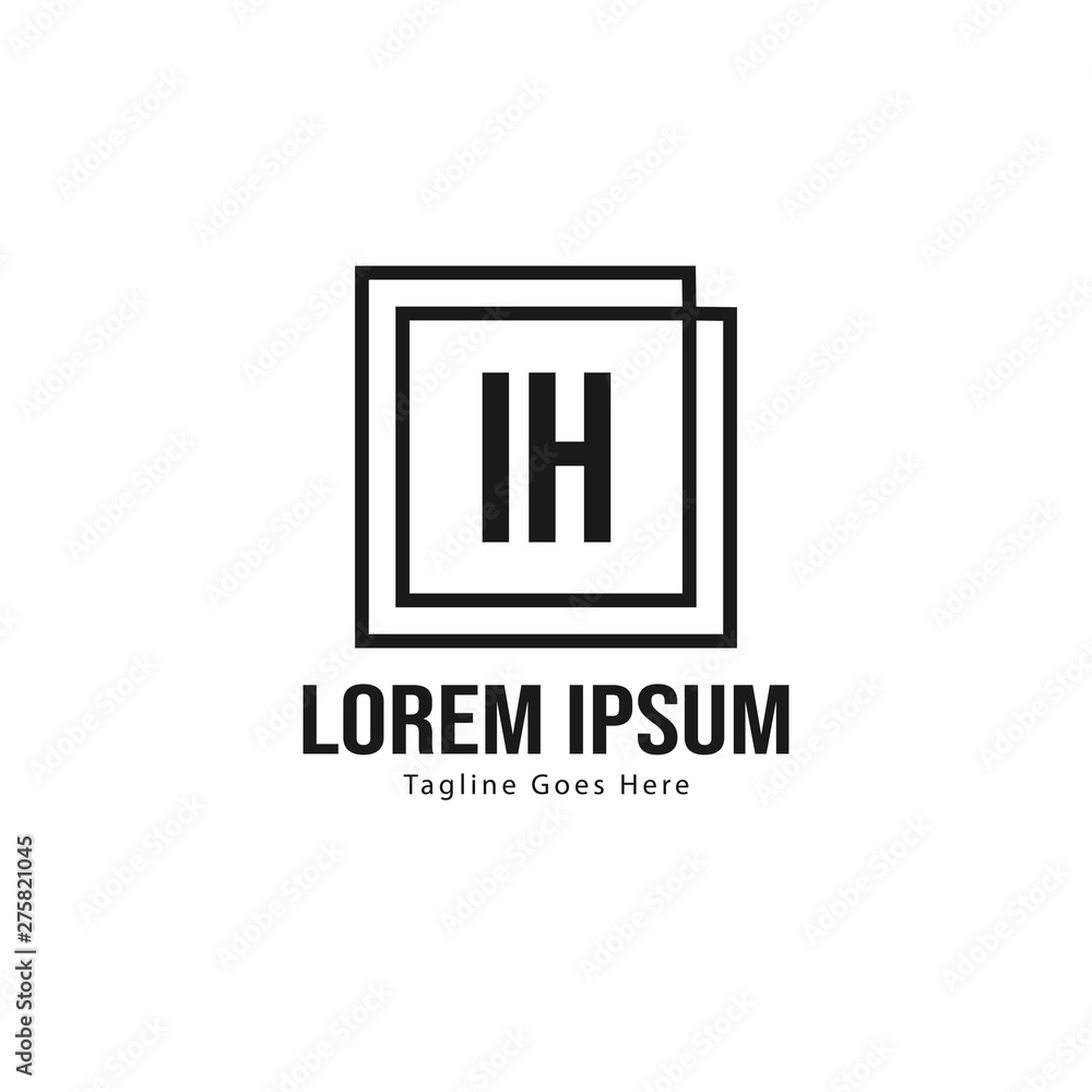 Initial IH logo template with modern frame. Minimalist IH letter logo vector illustration