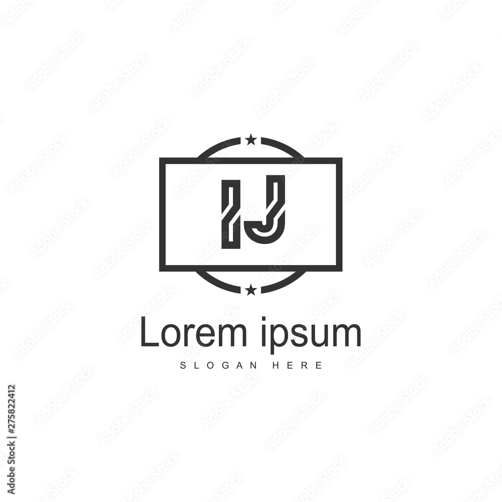 Initial IJ logo template with modern frame. Minimalist IJ letter logo vector illustration