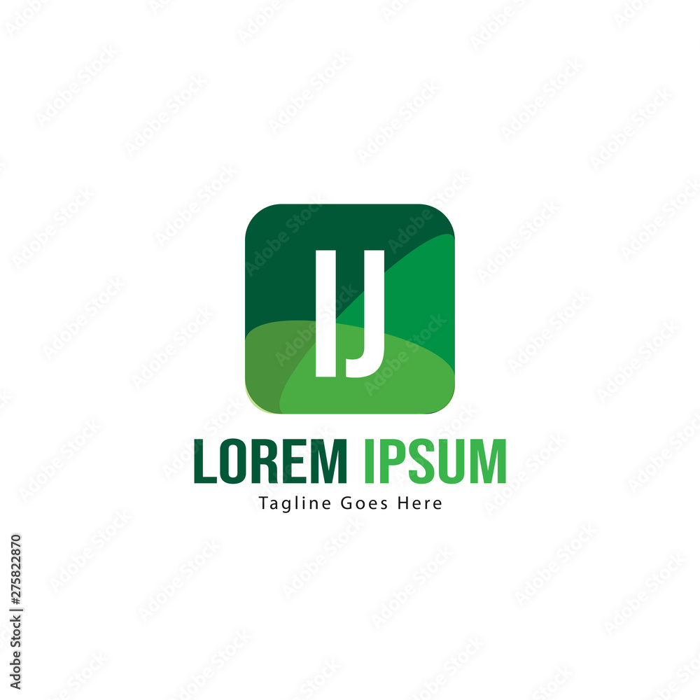 Initial IJ logo template with modern frame. Minimalist IJ letter logo vector illustration