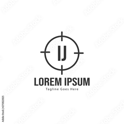 Initial IJ logo template with modern frame. Minimalist IJ letter logo vector illustration