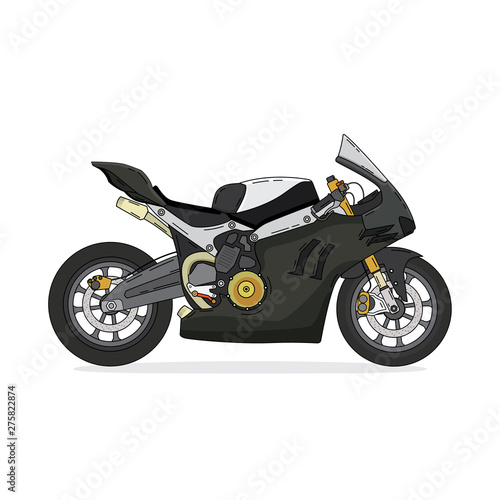racing motorcycle in simple graphic with outline