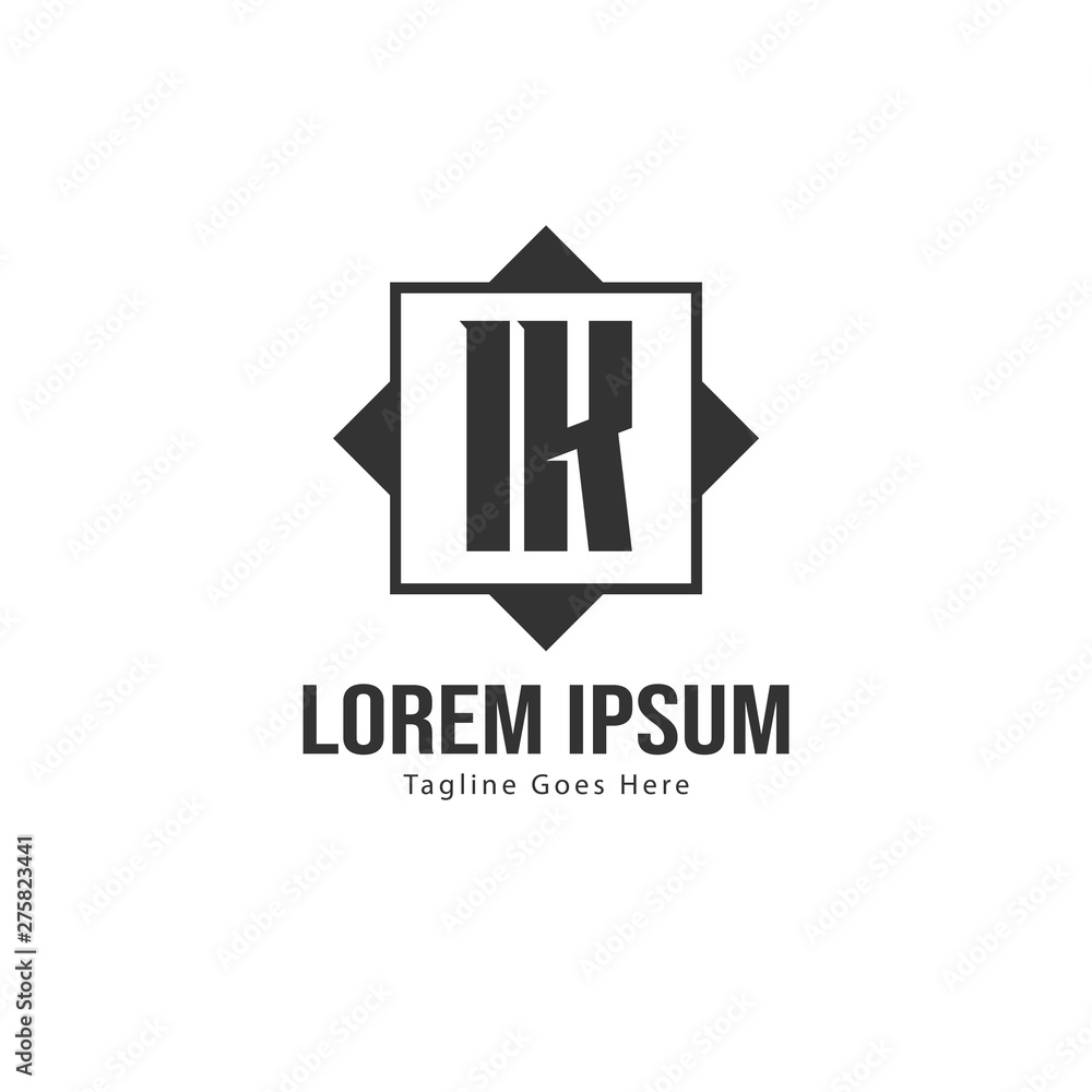 Initial IK logo template with modern frame. Minimalist IK letter logo vector illustration Initial IK logo template with modern frame. Minimalist IK letter logo vector illustration