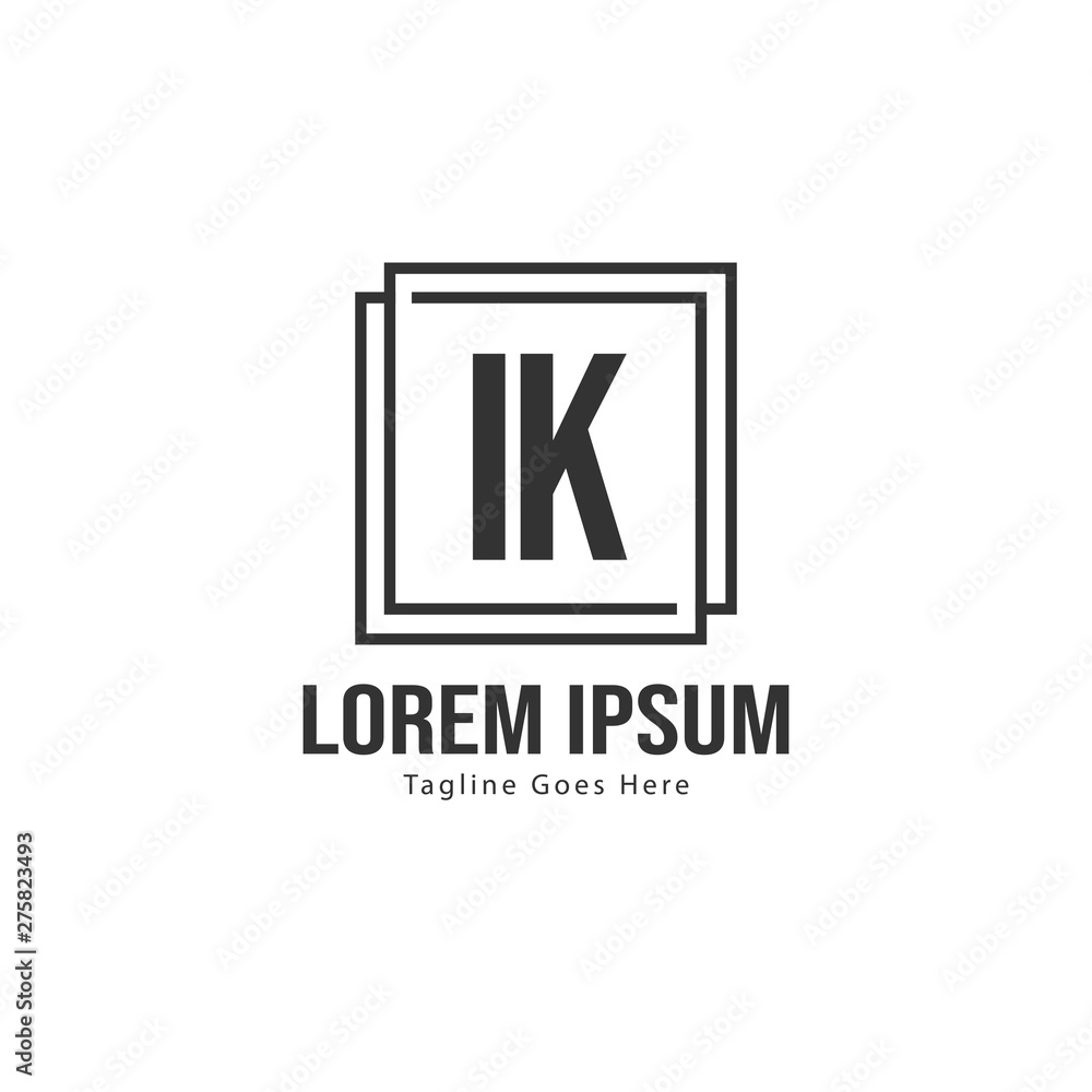 Fototapeta premium Initial IK logo template with modern frame. Minimalist IK letter logo vector illustration