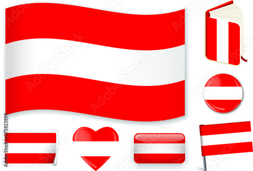 Austrian national flag vector illustration in different shapes. Free Download Austrian national flag vector illustration in different shapes. - GFXLoad