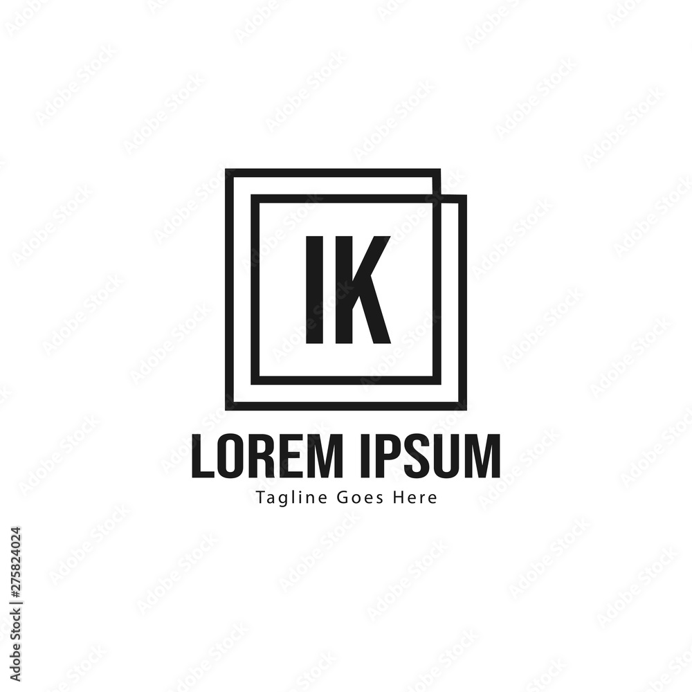 Obraz premium Initial IK logo template with modern frame. Minimalist IK letter logo vector illustration