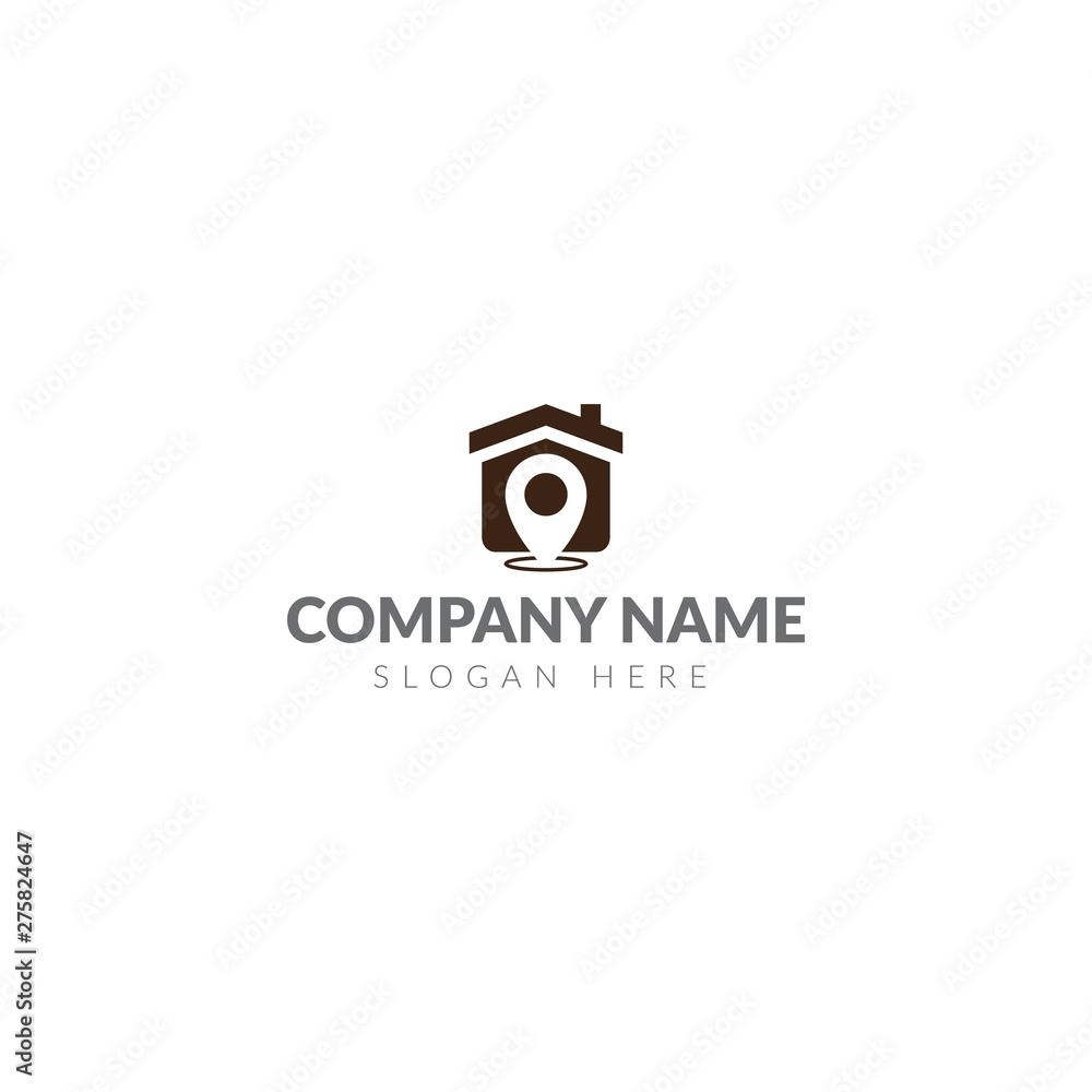 Pin home logo template vector design