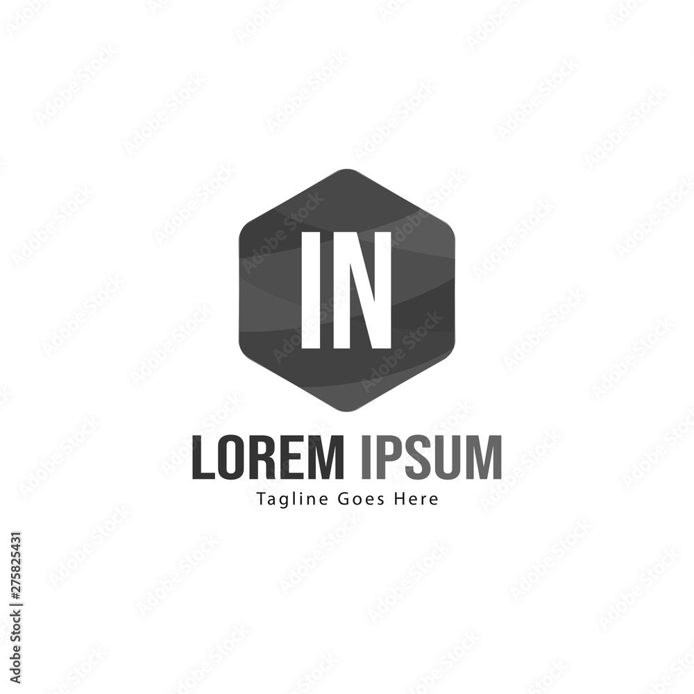 Initial IN logo template with modern frame. Minimalist IN letter logo vector illustration