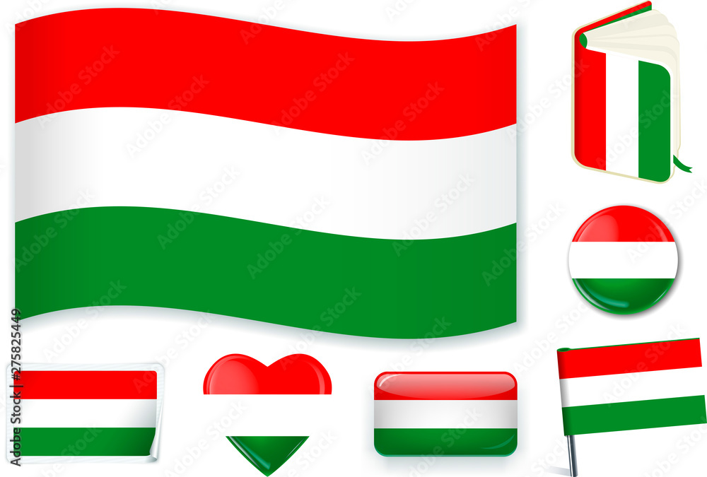 Hungarian national flag vector illustration in different shapes. Hungarian national flag vector illustration in different shapes.
