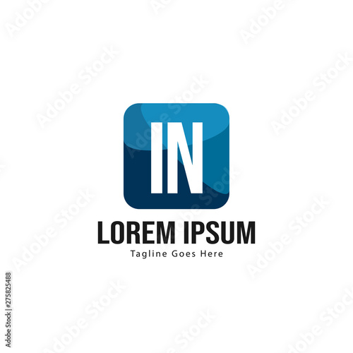 Initial IN logo template with modern frame. Minimalist IN letter logo vector illustration