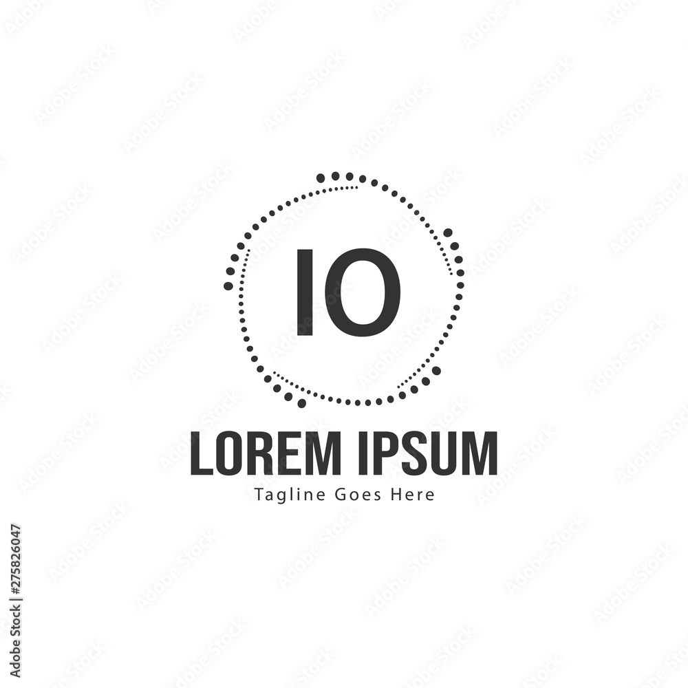 Initial IO logo template with modern frame. Minimalist IO letter logo vector illustration