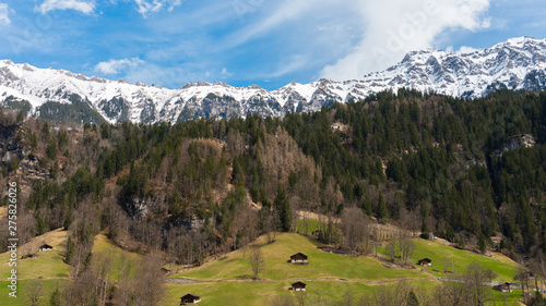 The snow mountain view from Lauterbrunnen station, Switzerland © canjoena