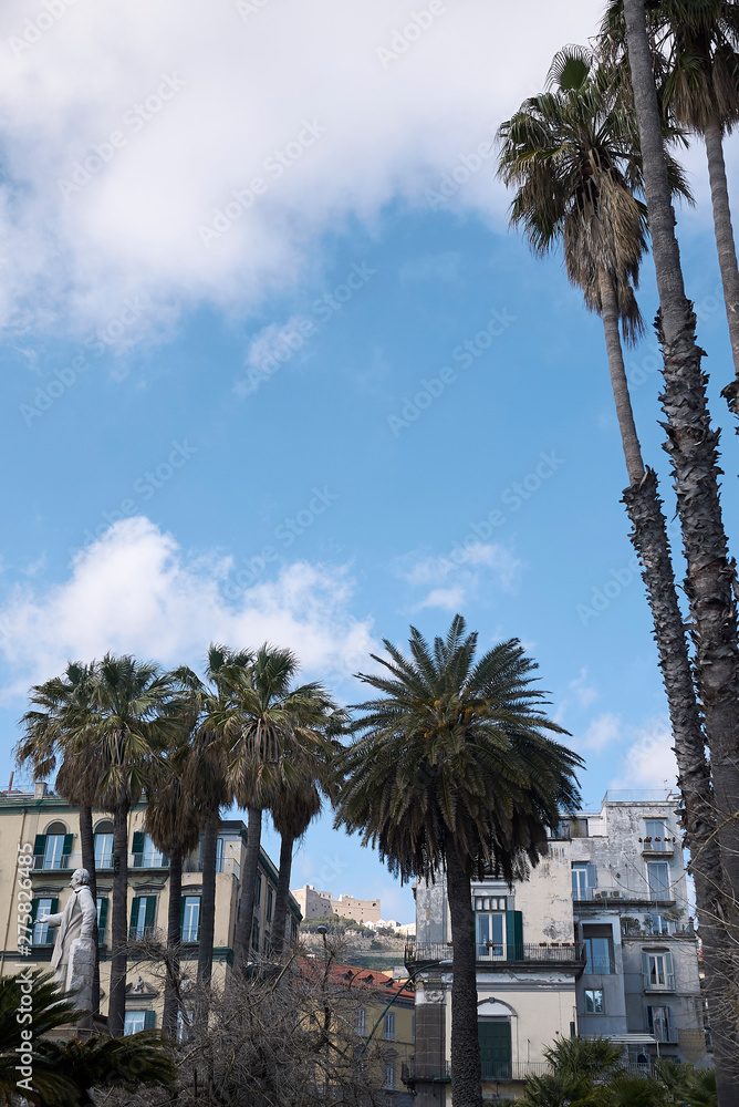 Naples, Italy - March 25, 2019 : View of Piazza Vittoria