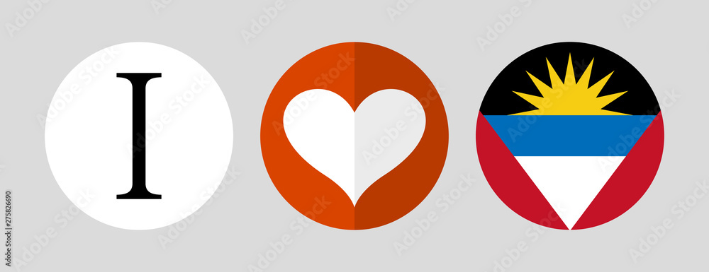 I love Antigua and Barbuda. Flag and heart icons I love Antigua and Barbuda. Flag and heart icons
