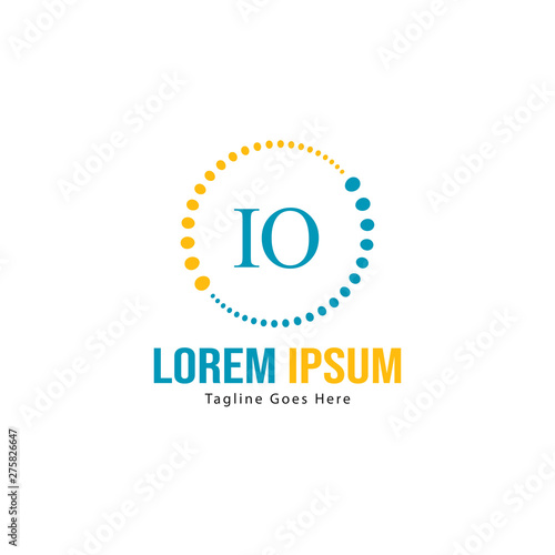 Initial IO logo template with modern frame. Minimalist IO letter logo vector illustration