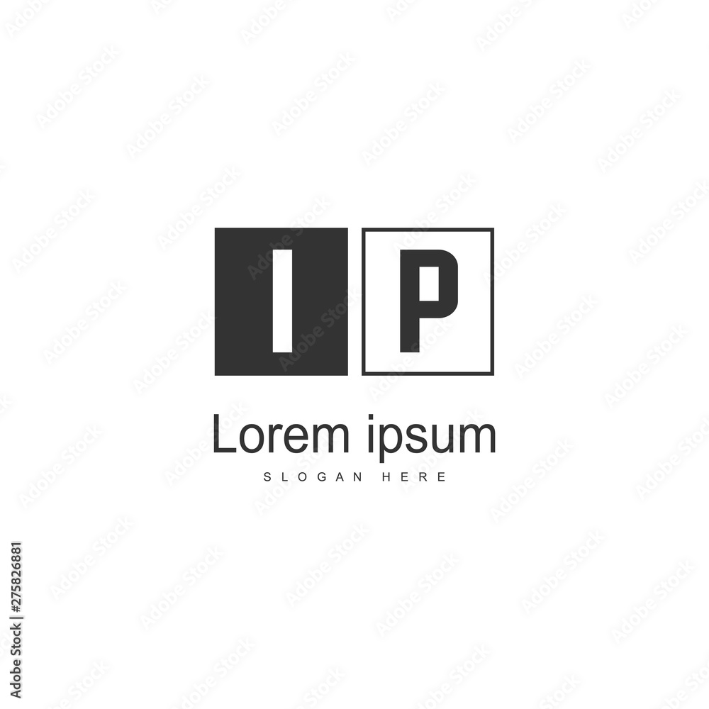 Fototapeta premium Initial IP logo template with modern frame. Minimalist IP letter logo vector illustration