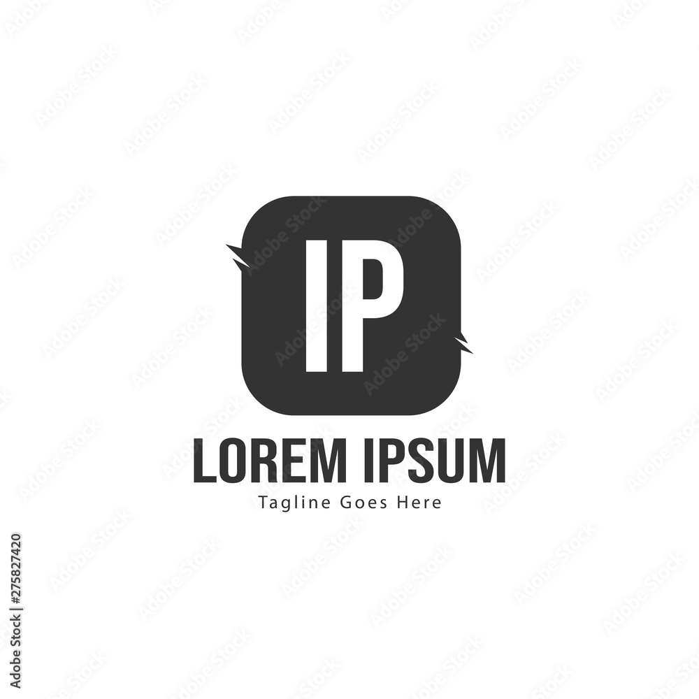 Initial IP logo template with modern frame. Minimalist IP letter logo vector illustration