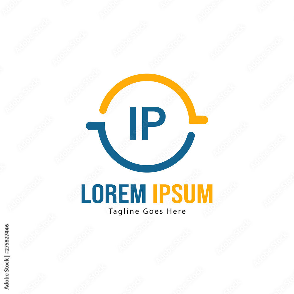 Initial IP logo template with modern frame. Minimalist IP letter logo vector illustration Initial IP logo template with modern frame. Minimalist IP letter logo vector illustration