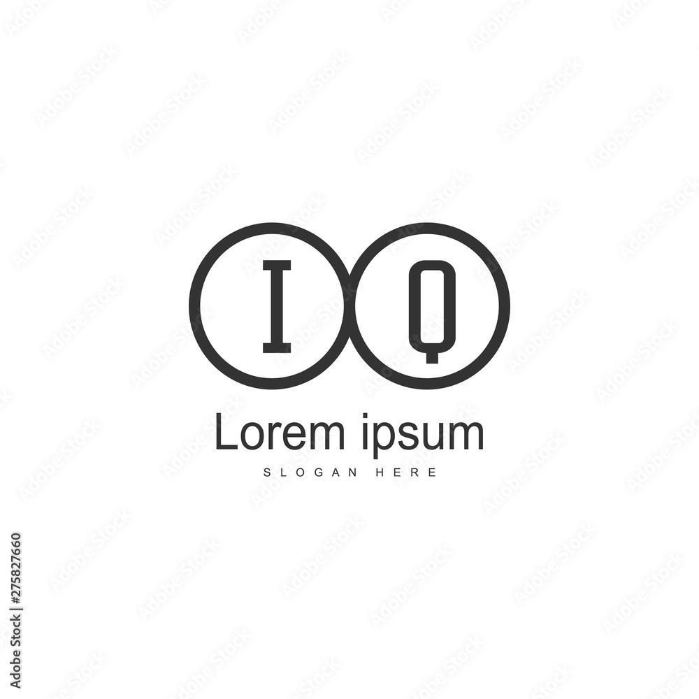 Initial IQ logo template with modern frame. Minimalist IQ letter logo vector illustration Initial IQ logo template with modern frame. Minimalist IQ letter logo vector illustration