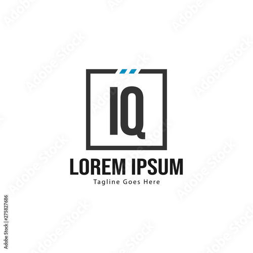Initial IQ logo template with modern frame. Minimalist IQ letter logo vector illustration