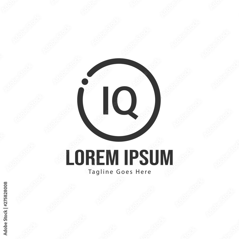 Initial IQ logo template with modern frame. Minimalist IQ letter logo vector illustration Initial IQ logo template with modern frame. Minimalist IQ letter logo vector illustration