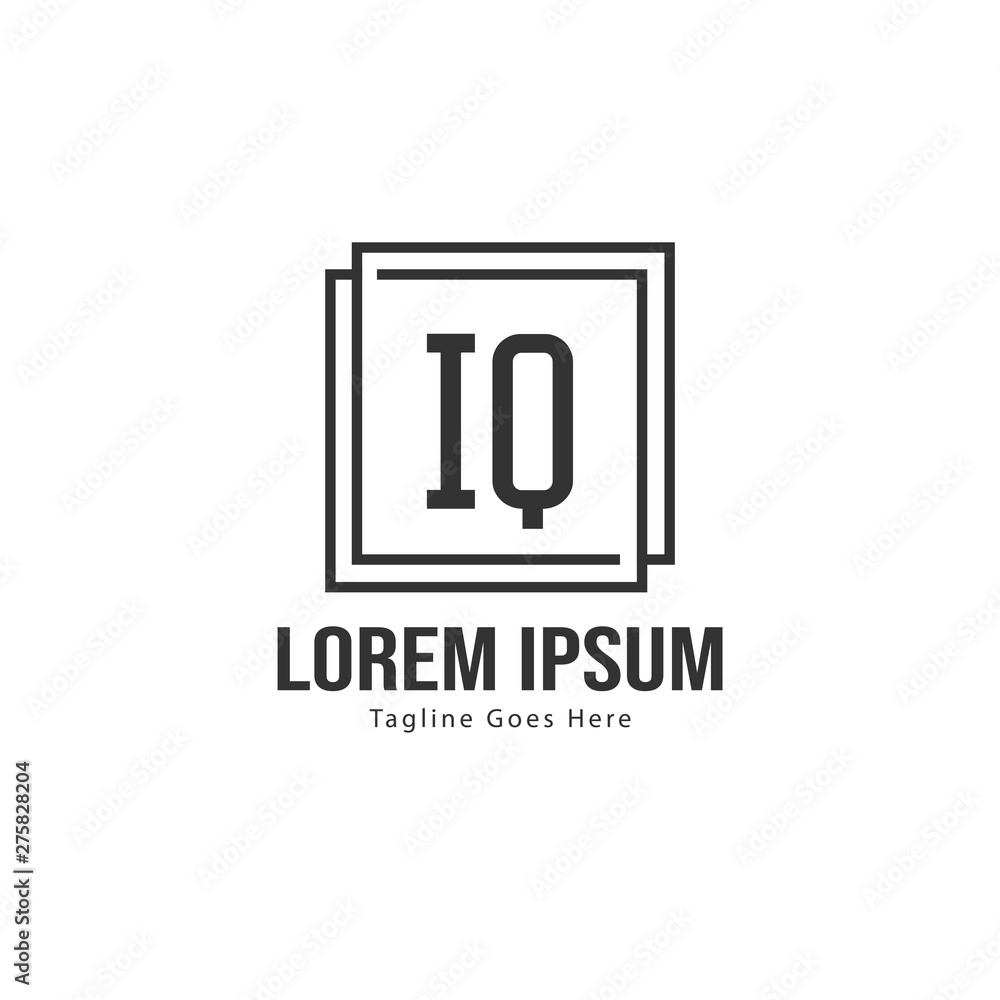 Initial IQ logo template with modern frame. Minimalist IQ letter logo vector illustration Initial IQ logo template with modern frame. Minimalist IQ letter logo vector illustration