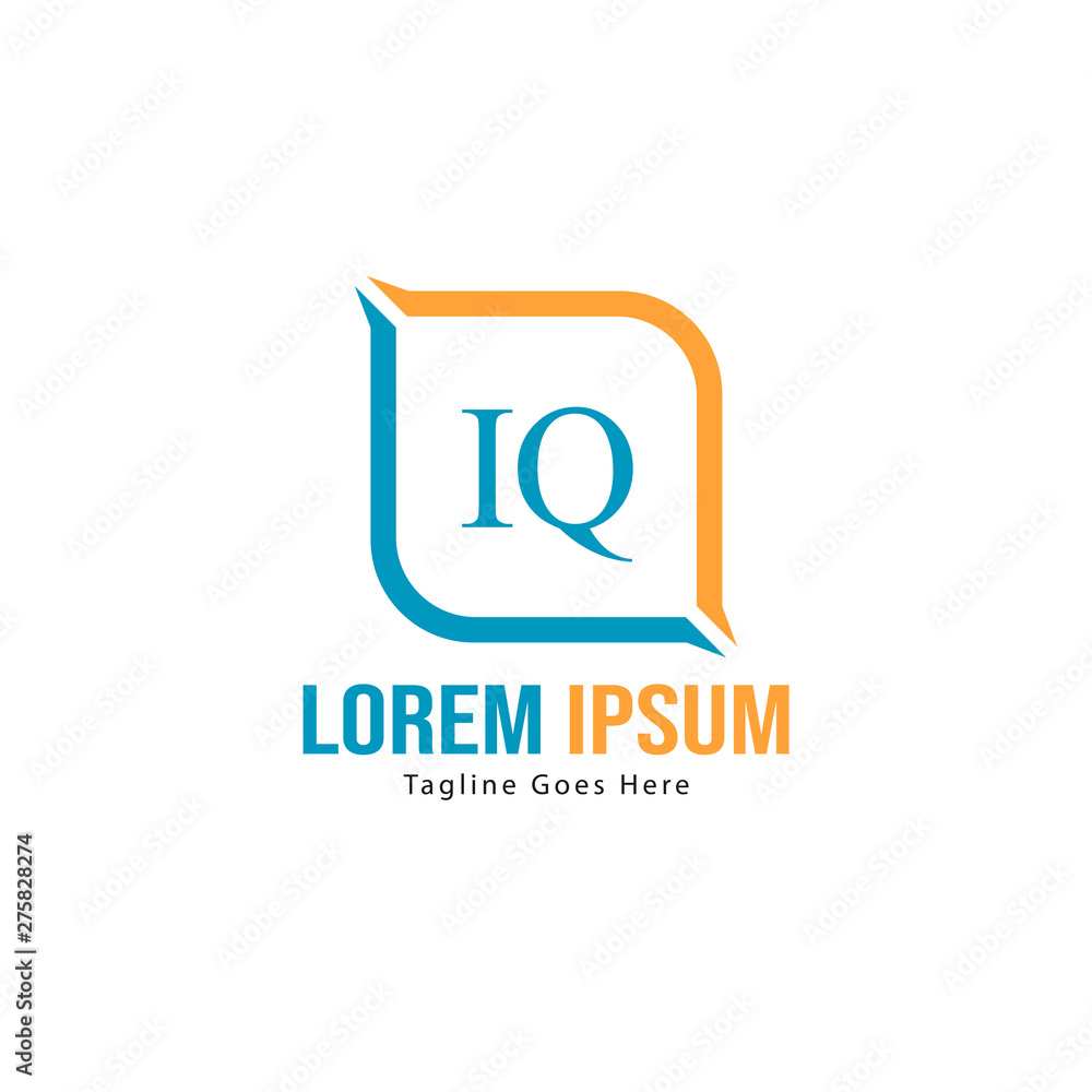 Initial IQ logo template with modern frame. Minimalist IQ letter logo vector illustration Initial IQ logo template with modern frame. Minimalist IQ letter logo vector illustration
