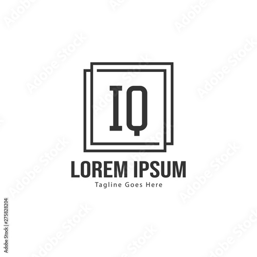 Initial IQ logo template with modern frame. Minimalist IQ letter logo vector illustration