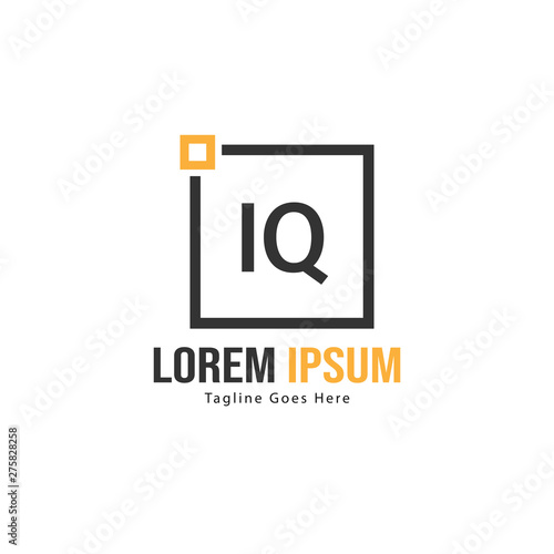 Initial IQ logo template with modern frame. Minimalist IQ letter logo vector illustration