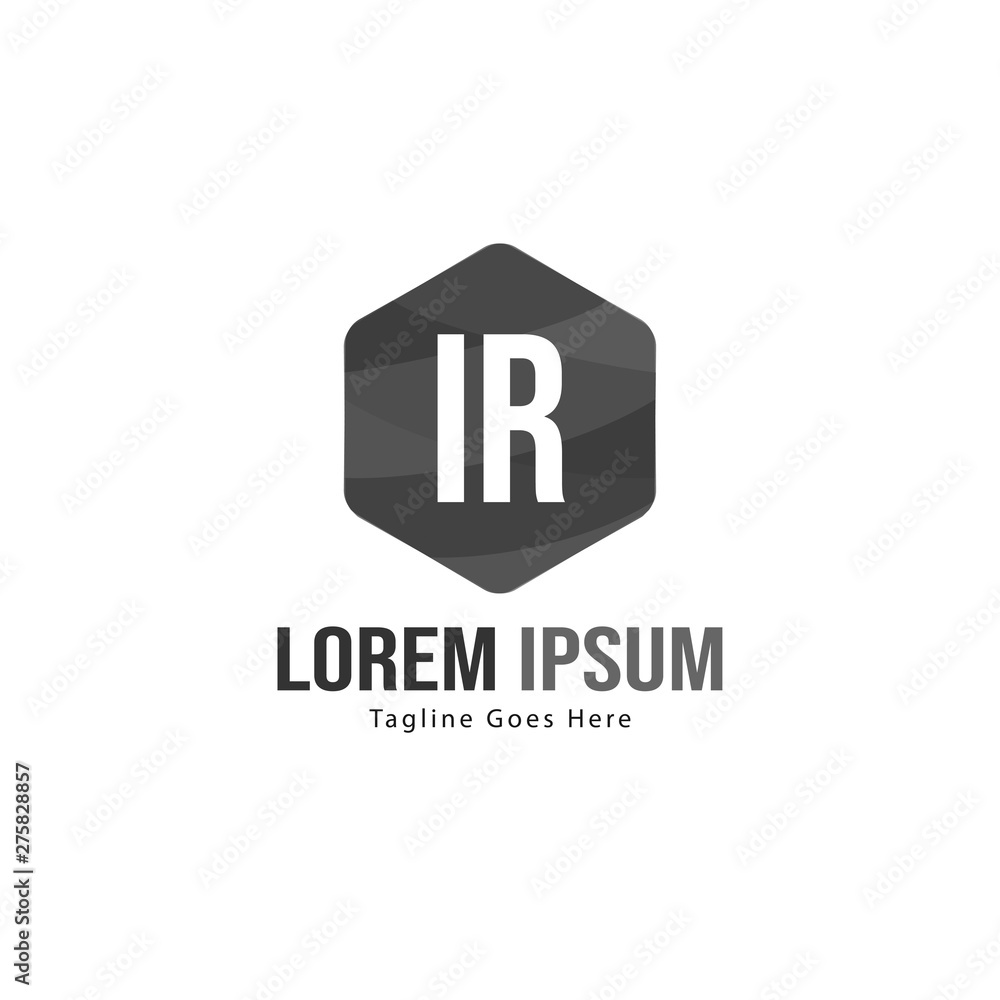 Initial IR logo template with modern frame. Minimalist IR letter logo vector illustration