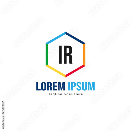 Initial IR logo template with modern frame. Minimalist IR letter logo vector illustration