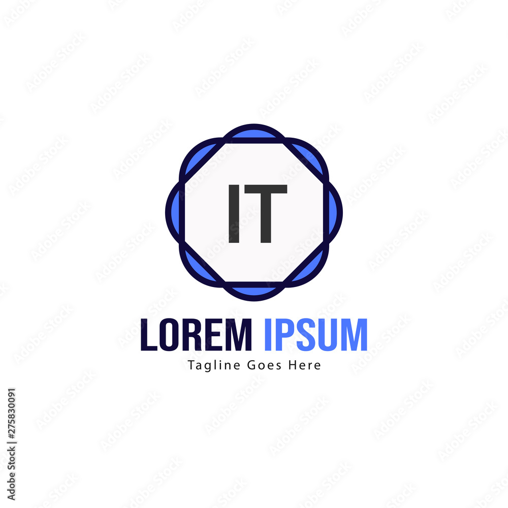 Fototapeta premium Initial IT logo template with modern frame. Minimalist IT letter logo vector illustration