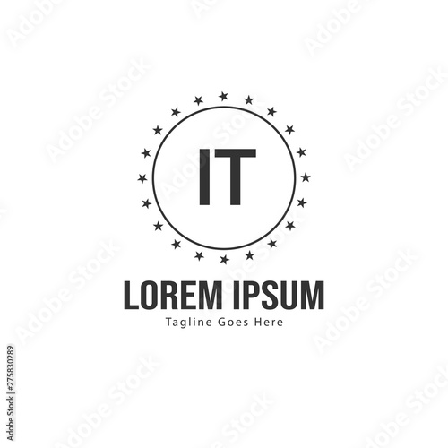 Initial IT logo template with modern frame. Minimalist IT letter logo vector illustration