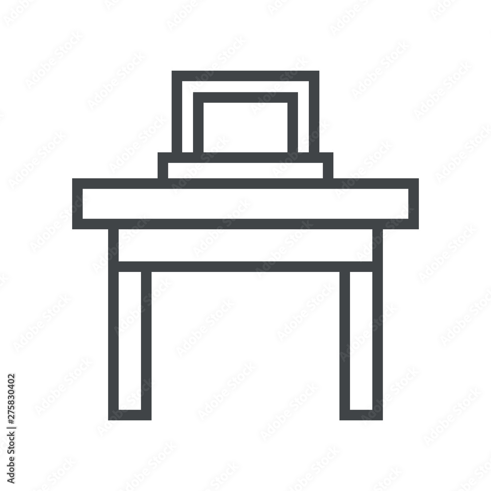 Line icon desk with laptop Line icon desk with laptop